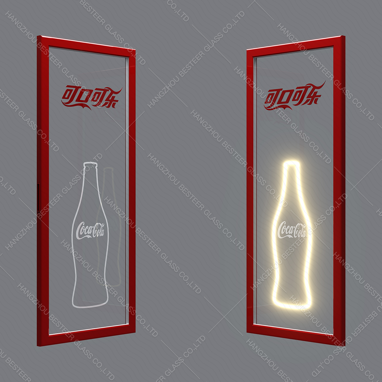 LED Advertising Glass Door for Commercial Beverage Refrigerator 